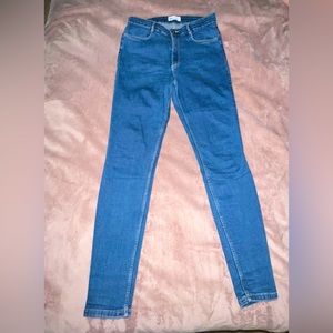 ZARA High Waist Skinny Blue Denim Skinny Stretch Jeans EUC 6